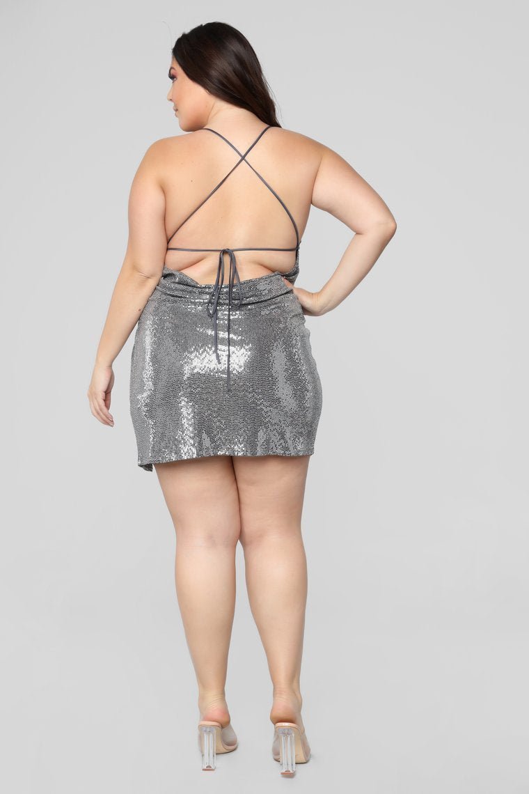 Yukie Metallic Dress - Silver - jameswhite001