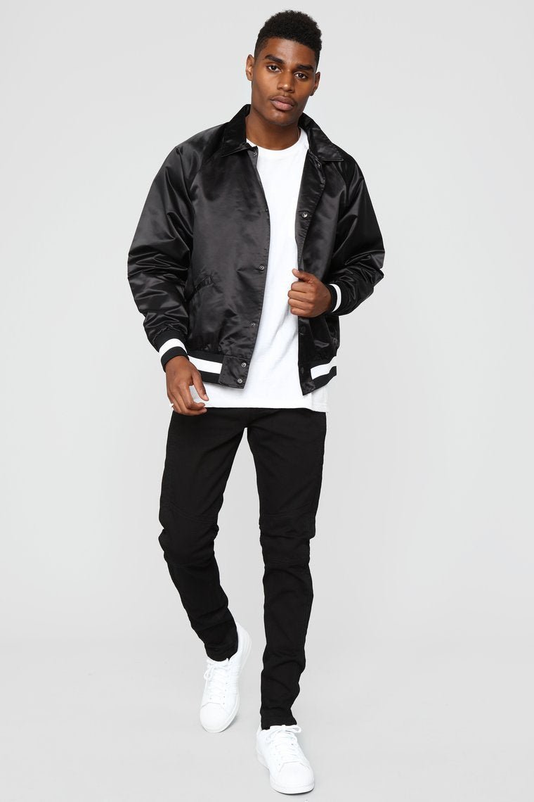 Zack Satin Jacket - Black - jameswhite001